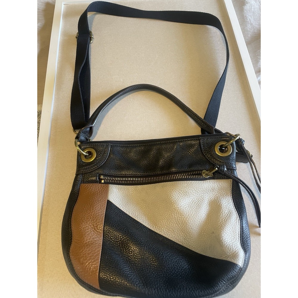 Vintage Fossil Pebbled Leather‎ Color block Convertible Crossbody Bag Y2K